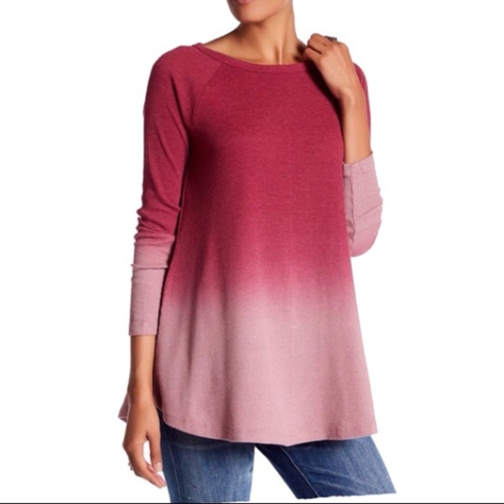 soft long sleeve waffle knit tunic top